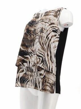 DG2 by Diane Gilman | Sleeveless Layered Animal Print Top in Black & Brown